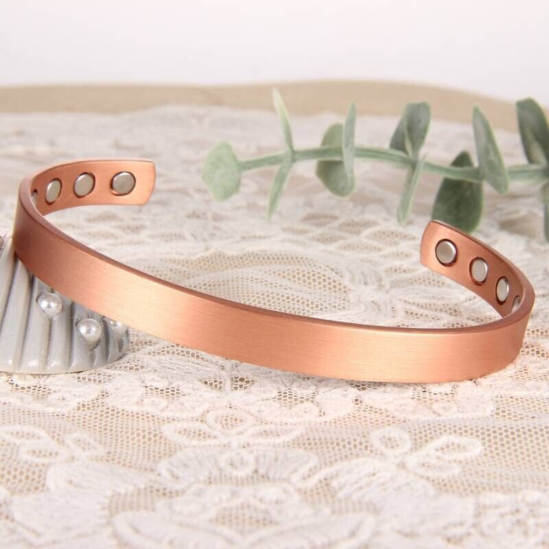 2 x Pure Solid Copper 99.9% Bracelet Bangle 10 Powerful Magnets Size Small Large