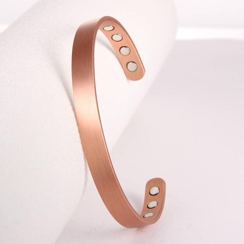 2 x Pure Solid Copper 99.9% Bracelet Bangle 10 Powerful Magnets Size Small Large