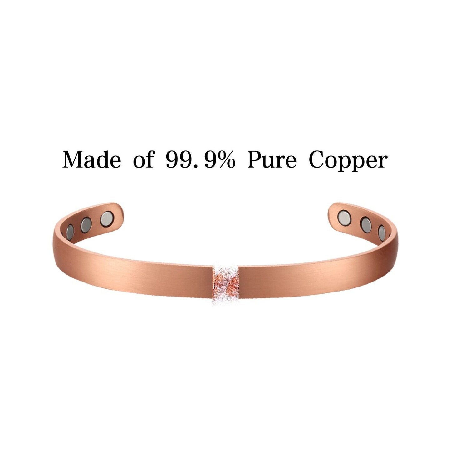 Pure Solid Copper 99.9% Bracelet Bangle 10 Powerful Magnets Size Large Gift Box