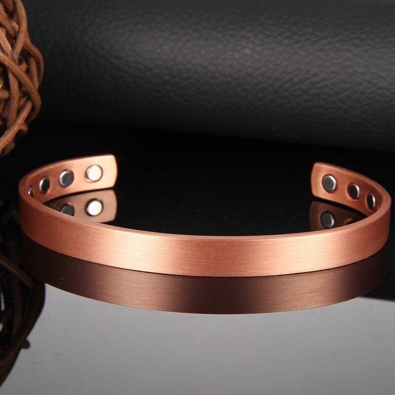 2 x Pure Solid Copper 99.9% Bracelet Bangle 10 Powerful Magnets Size Small Large